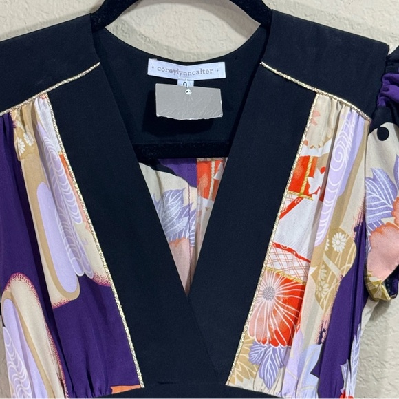 NEW Corey Lynn Calter Women's Silk Floral Fit and Flare Cap Sleeve Midi Dress 0 - Picture 5 of 12